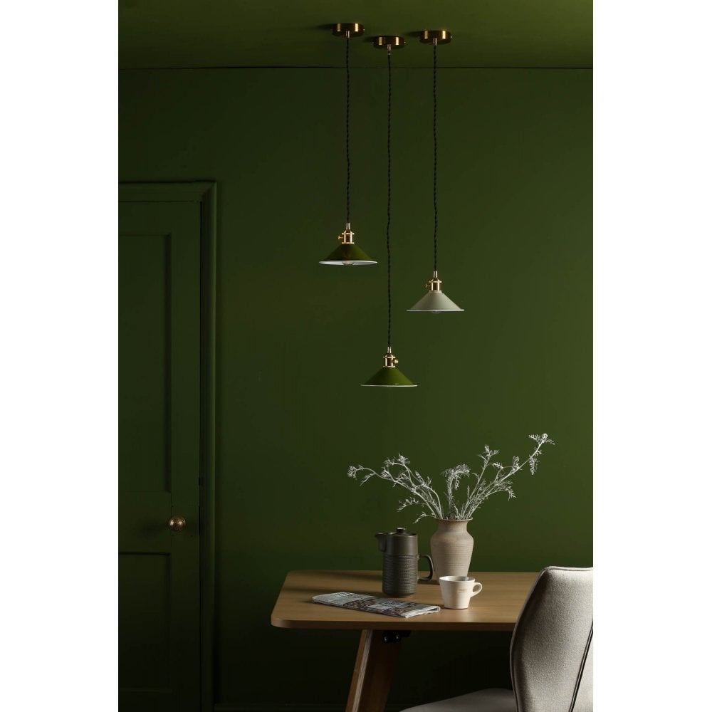 Hadano Wall Light Natural Brass With Olive Green Shade