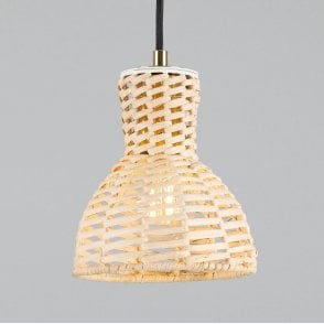 Manila Adjustable Arm Wall Light with Small Rattan Shade